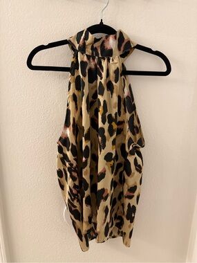 SHEIN Beige and Black Leopard Halter Top